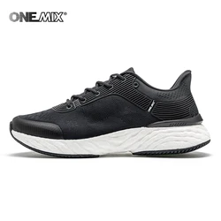 ONEMIX Black Running Shoes For Men Outdoor Women Athletic Sneakers Casual Sport Walking Shoes Travel Trekking Jogging Footwear