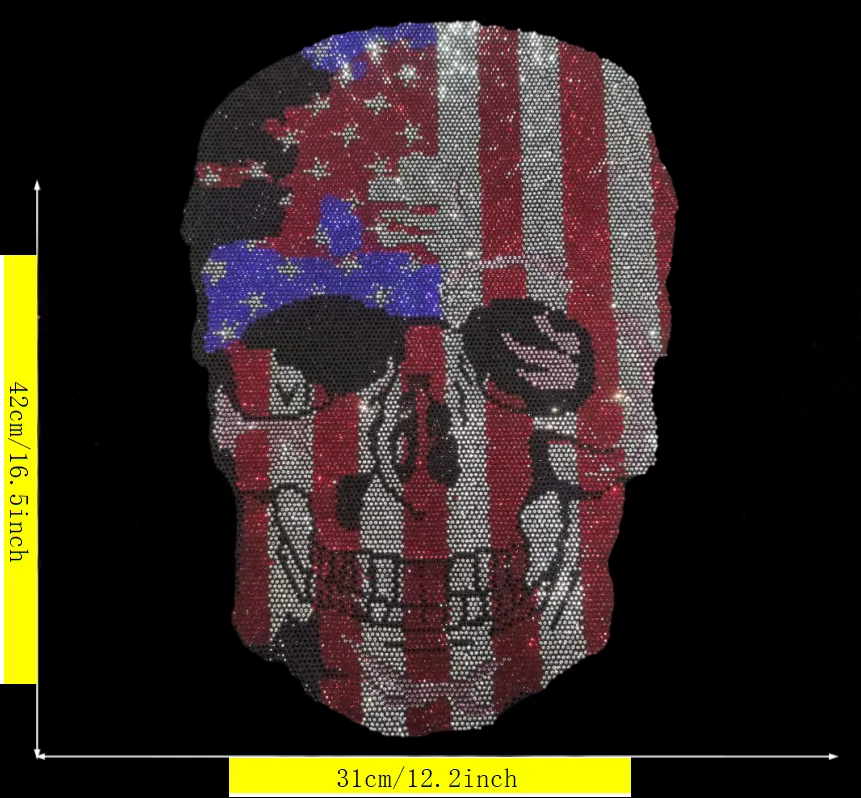 

Top Grade Skull Design Hot Fix Rhinestone Sticker DIY Premium Clothing Accessories For Apparel Decoration