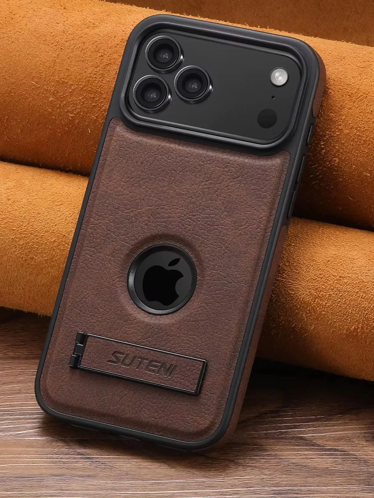Luksusowe etui na telefon z imitacji skóry do iPhone 18 17 Pro Max 16 15 14 13 12, matowe w dotyku, z funkcją podstawki, magnetyczne, kompatybilne z bezprzewodowym ładowaniem. — zdjęcie produktu 7