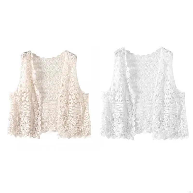 

Casual Crochet Lace Vest Women's Cotton Breathable Sleeveless Summer Spring Cropped Vests Bohomian Lace Cardigan