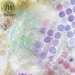 JIANWU 18 Pcs/pack Candy Wax Paint Series Kawaii Translucent Stamp Envelope Seal Sticker Creative DIY Journal Decor Stationery