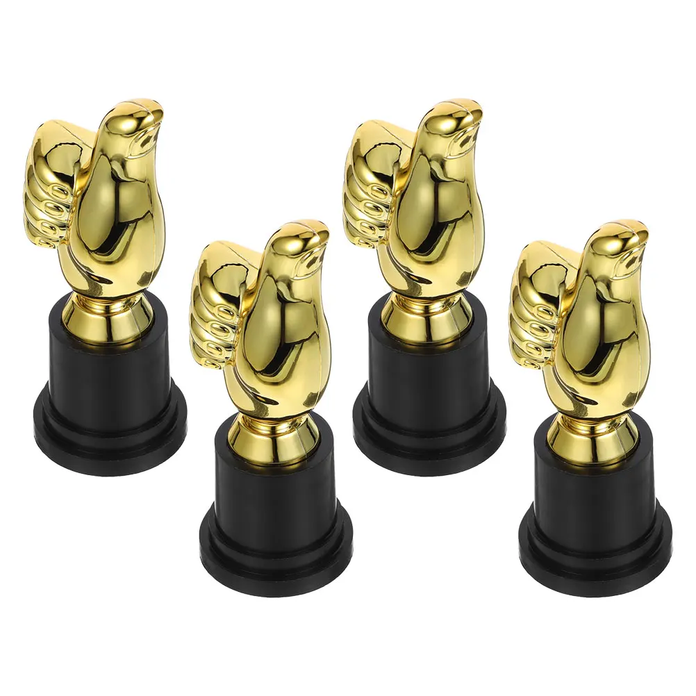 

4 Pcs Thumbs up Trophy Funny Trophies Award Ceremony Gold Lettering Baseball for Pp Statues Student