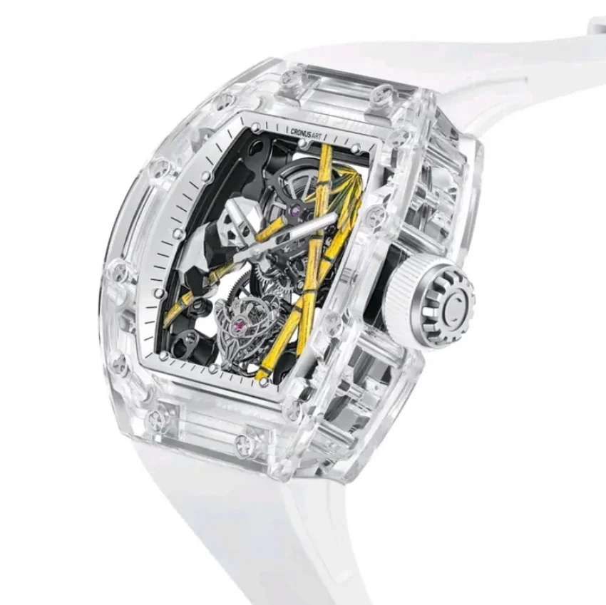 ساعة كرونوسارت للرجال توربيون 50 ملم ساعة يد ميكانيكية تونيو علبة ياقوت هيكل عظمي مضيء قرص باندا