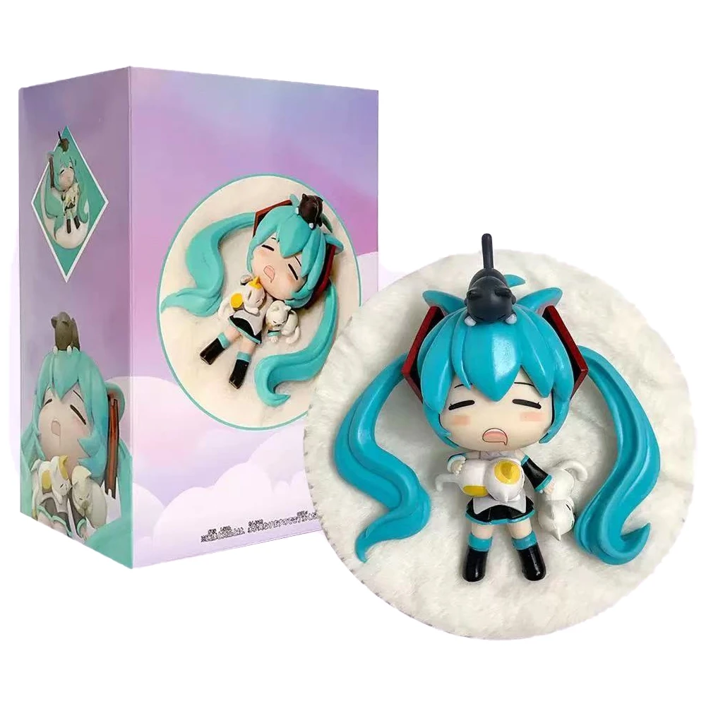 12CM Hatsune Miku Figure Virtual Anchor Anime Sleep Styling Model Toy Gift Chassis Collection Ornaments Crafts Artwork PVC