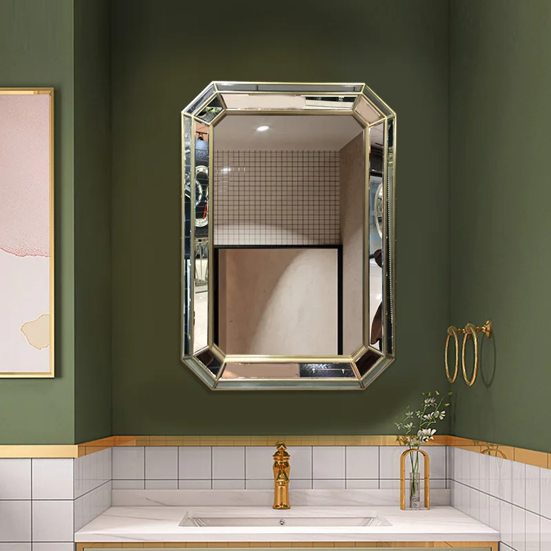 

Stylish and simple square decorative Venice splicing mirror bathroom bedroom full-length clothing