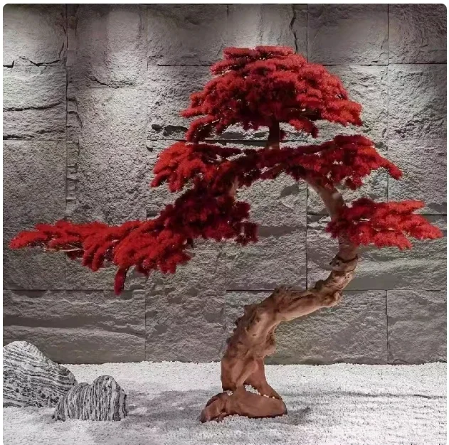 ترحيب الصنوبر بونساي كبير الصنوبر الأشجار وهمية الديكور مدخل الديكور النباتات الخضراء الطابق الصيني Podocarpus Macrophyllus
