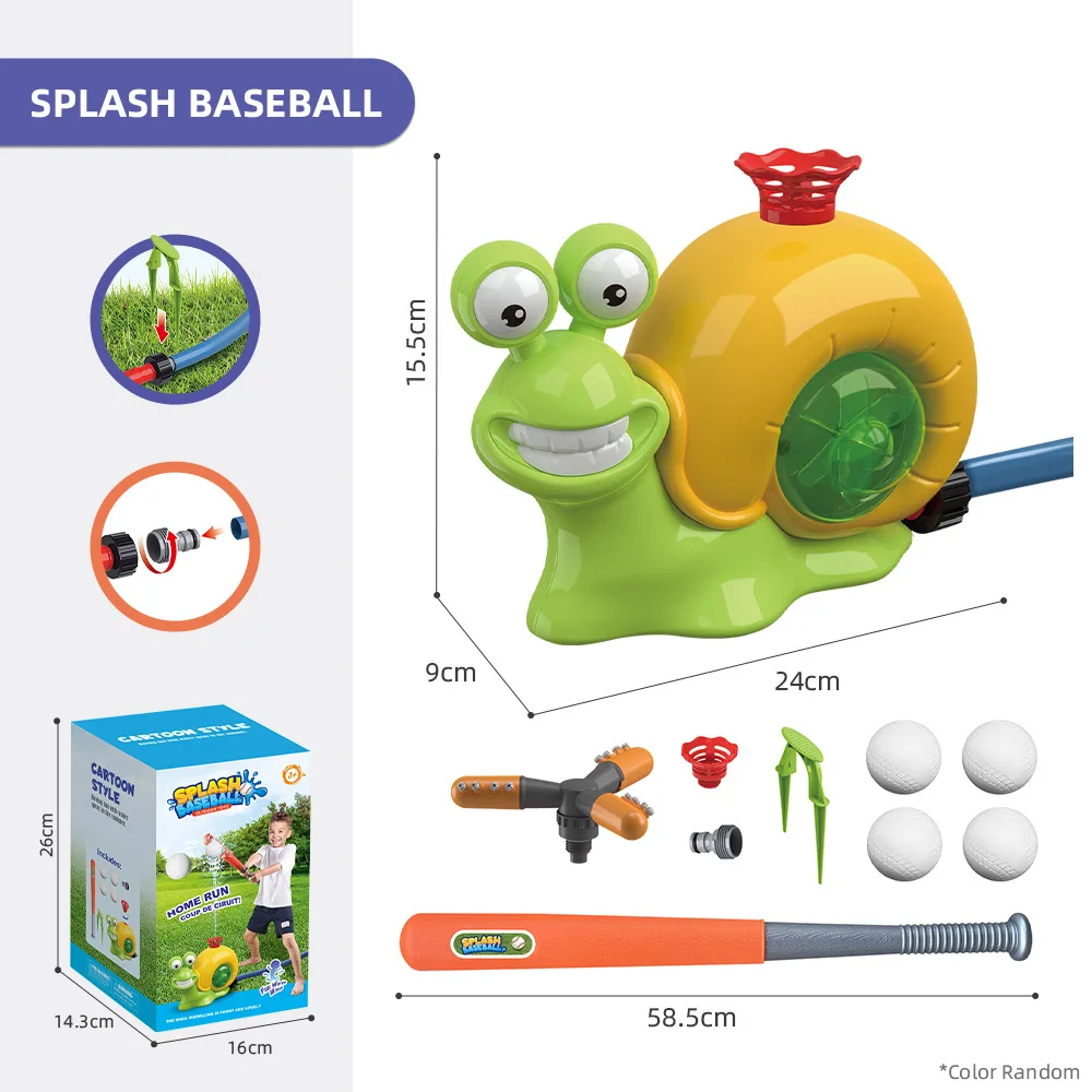 Aspersor de caracol con béisbol para exteriores, juguete interactivo para jugar al agua, Spinning, césped, padres e hijos, Verano