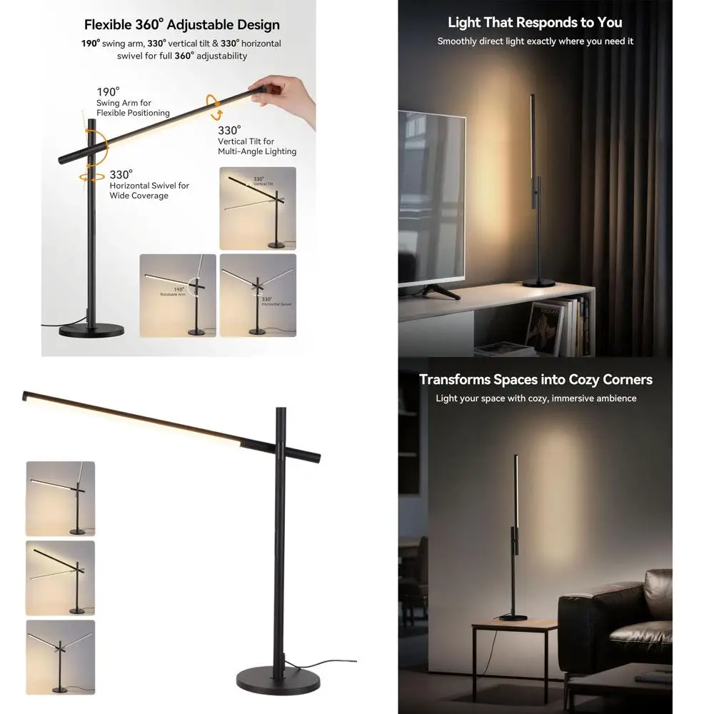

Modern 3-Color LED Desk Lamp with 190° Arm and 330° Head Rotation, Touch Control, Adjustable for Reading and Office Use