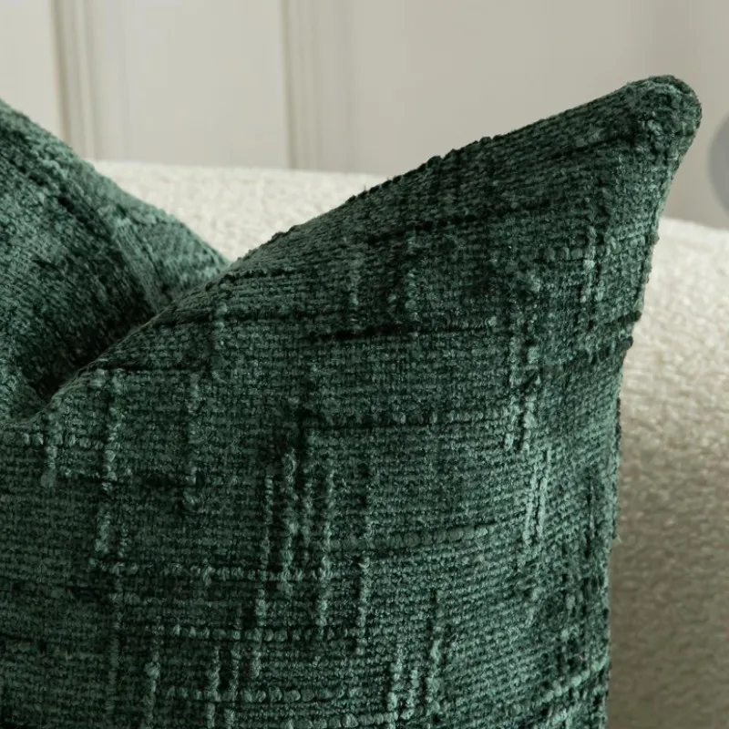Chenille Textured Throw Pillow Covers Solid Decorative Cushion Cover Cozy Christmas Green Pillow Case 30X50cm 45x45cm 50x50cm
