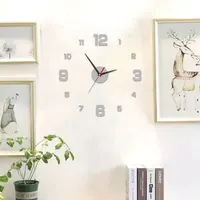 3D Creative Frameless DIY Wall Hanging Clock Wall Stickers Home Mute Digital Clock Living Room Office Wall Decoration 2