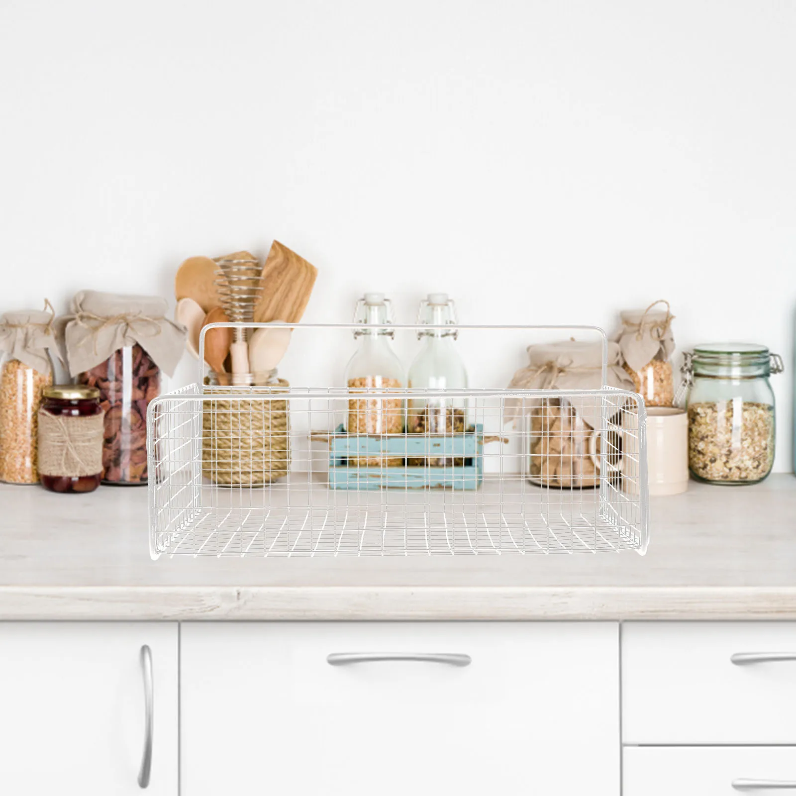 

Kitchen Cabinet ganizer White Medium Standard Large Capacity Iron Storage Basket Easy Install Space Saver Over Door Pantry