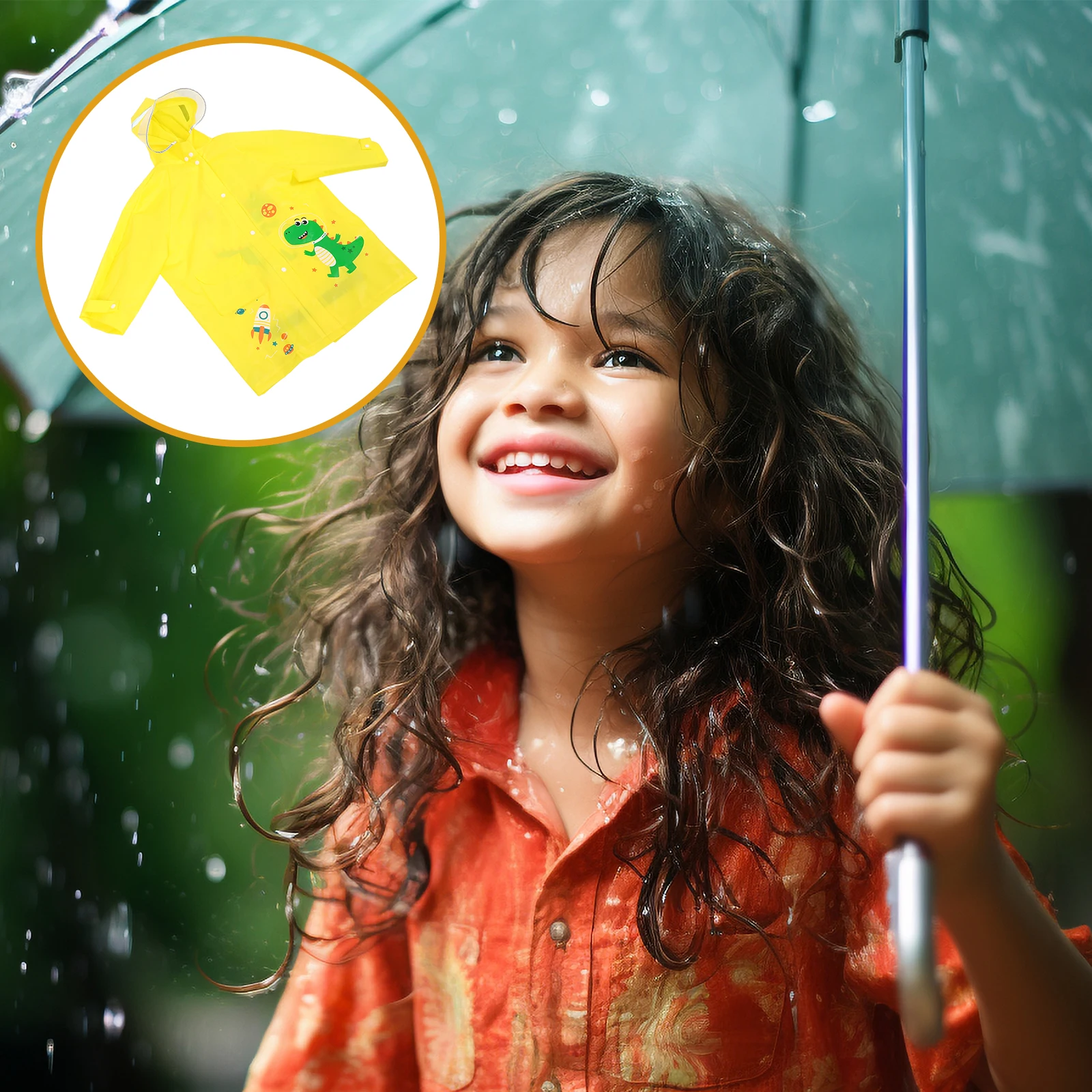 

Children Raincoat Waterproof Poncho Kids Coats with Large Brim Cartoon Pattern for Boys Girls Toddler Baby Rainwear