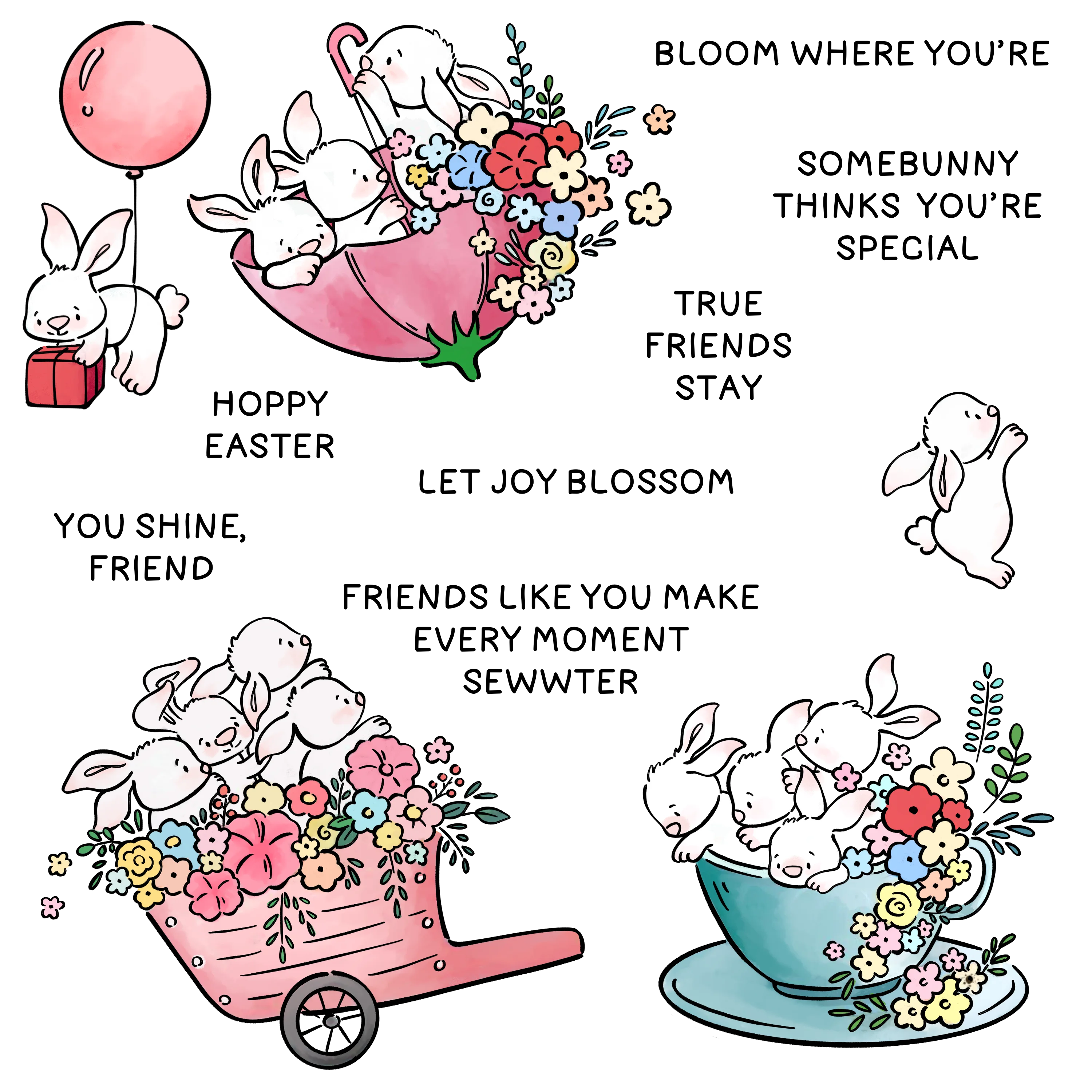 

Mangocraft Spring Flowers And Rabbits Bunny Clear Stamp DIY Scrapbooking Supplies Silicone Stamp For Card Making Albums Decor