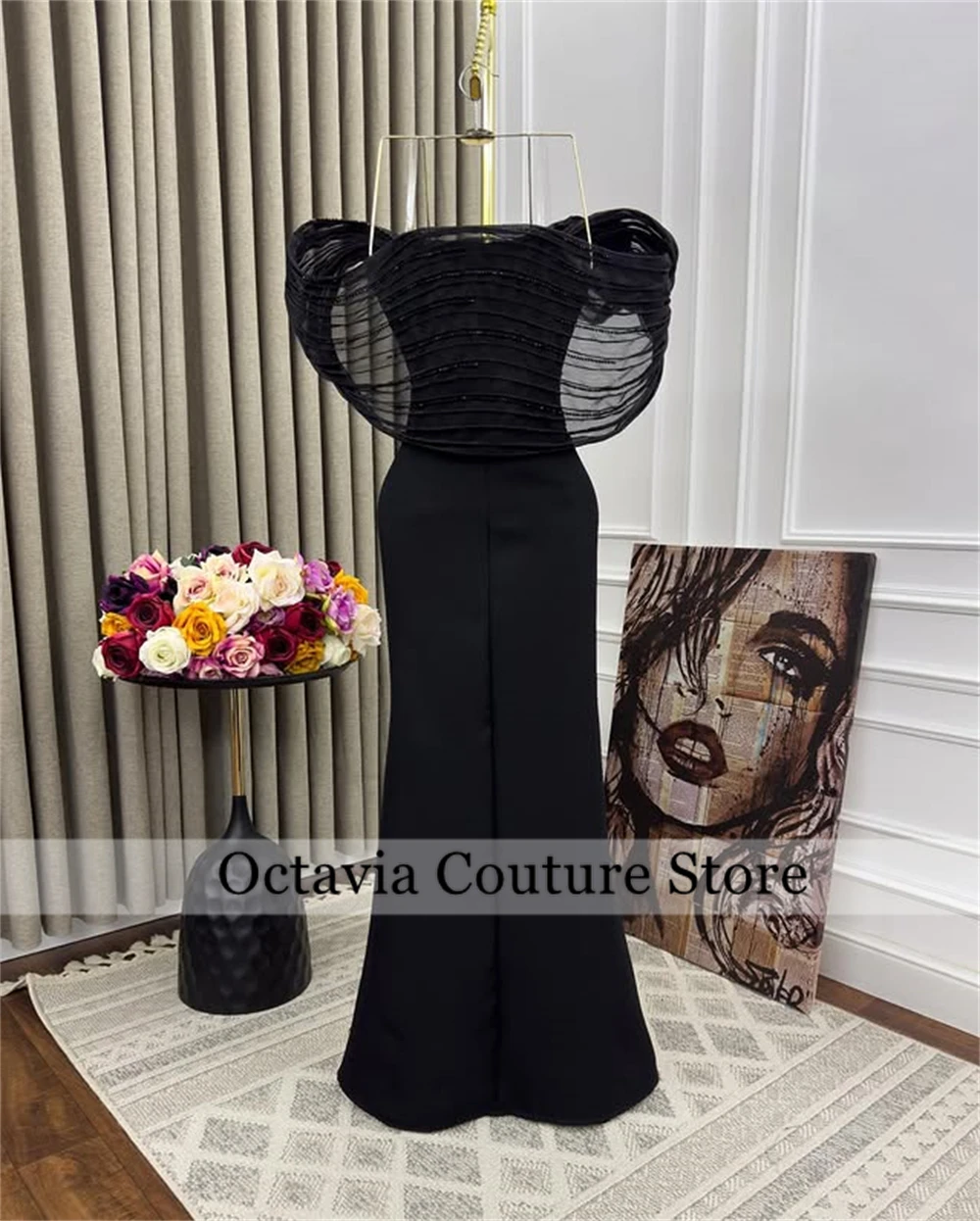 Precioso vestido De noche negro personalizado con hombros descubiertos, vestidos De graduación con volantes árabes, vestidos De fiesta formales De encaje De Dubái, bata De Bal