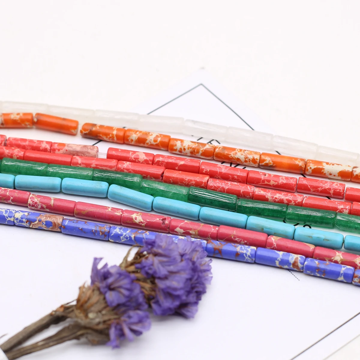 Natural Stone Long Cylindrical Beads 4x13mm Multiple Colors For Making DIY Handmade Jewelry Women Necklace Bracelet
