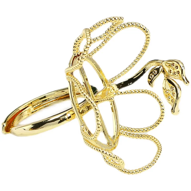 JZ187  Copper Gold Plated Large Flower Basket Baroque Adjustable Pearl Ring Blank Empty Settings DIY Jewelry Findings
