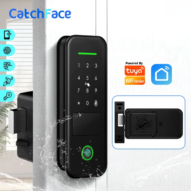 Fingerprint Waterproof Outdoor Garden Lock Remote TUYA WIFI App Smart Life Code Keyless Smart Door Lock Electric Rim Lock