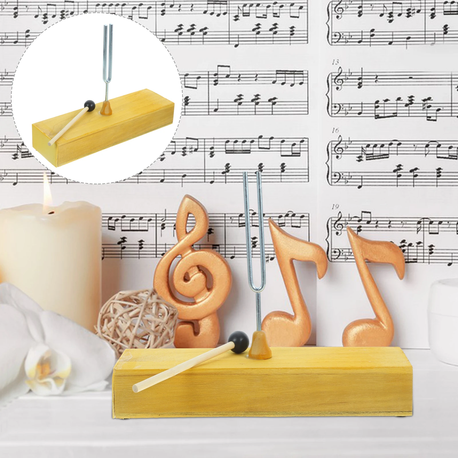 

1pc 256Hz Tuning Fork Wooden Resonance Box Knocker For Sound Vibration Experiment Teaching Instrument Tuning Educational