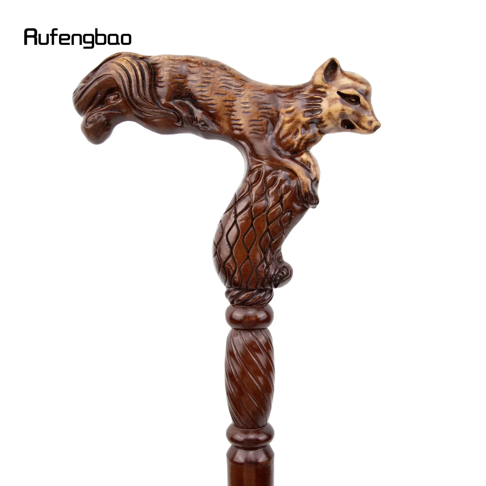 Bastone da passeggio alla moda in legno marrone volpe Bastone da passeggio decorativo per vampiro Cospaly Party Bastone da passeggio in legno Bacchetta di maiale di Halloween Crosier 93 cm