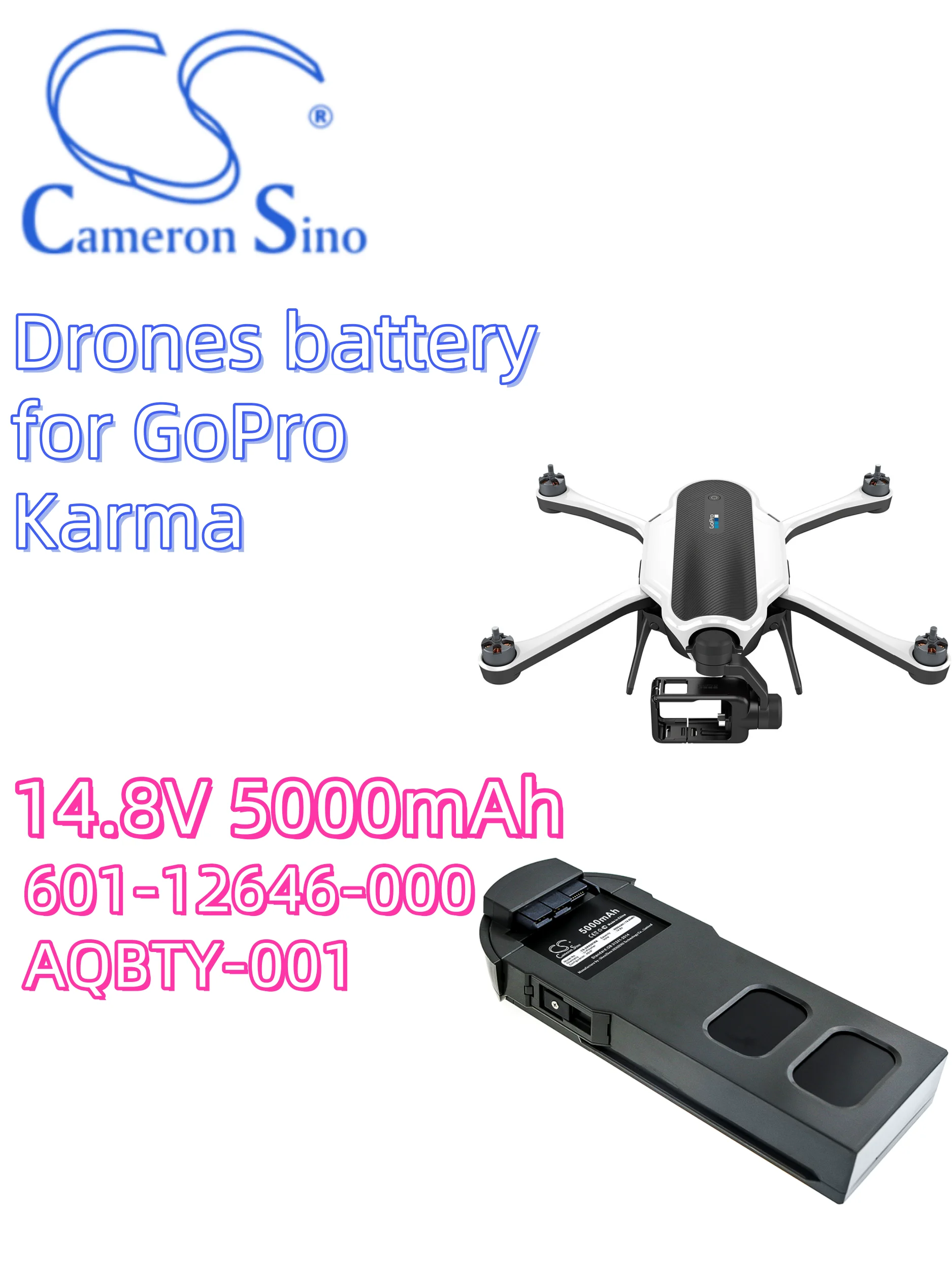 

battery Drones Cameron Sino 14.8V 5000mAh for GoPro Karma 601-12646-000 AQBTY-001 CS-GRK001RX