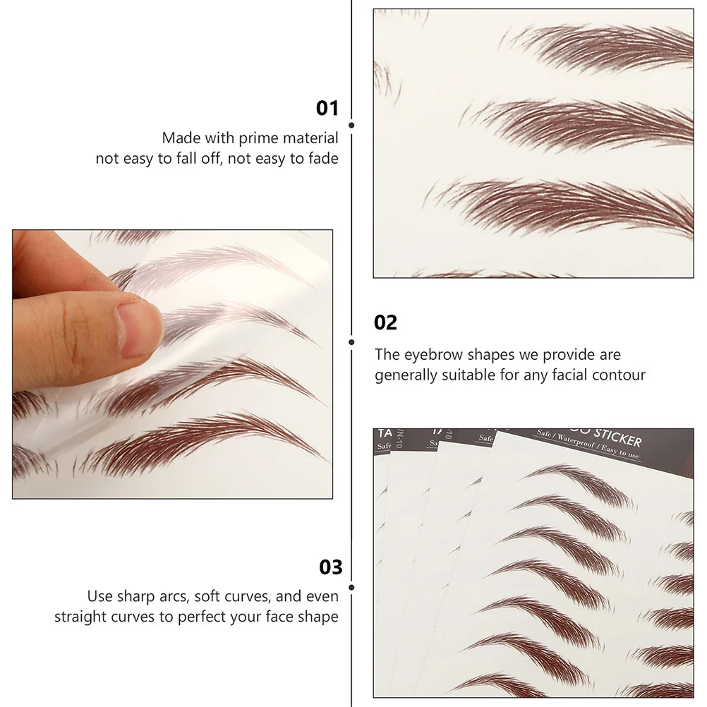 

9 Sheets Waterproof Eyebrow Stickers Temporary Tattoos Imitation Artificial Makeup Tool Transfer