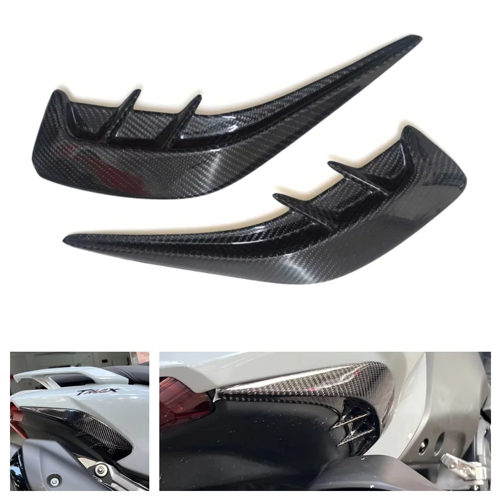 For Yamaha TMAX560 2023 2024 2025 100% Motorcycle Carbon fiber modified rear wind blade decorative strip decorative sticker