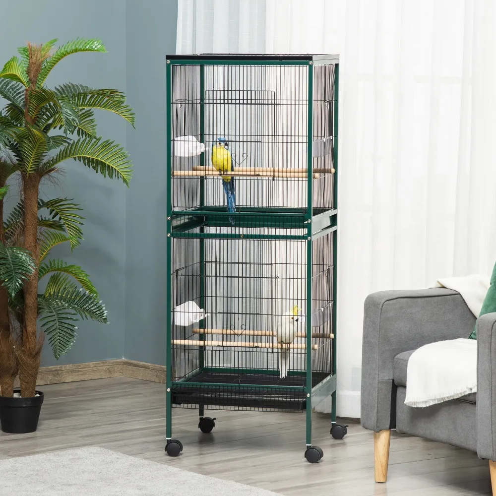 

Double-Decker Wheeled Bird Cage with Expandable Design – Spacious Aviary for Multiple Birds