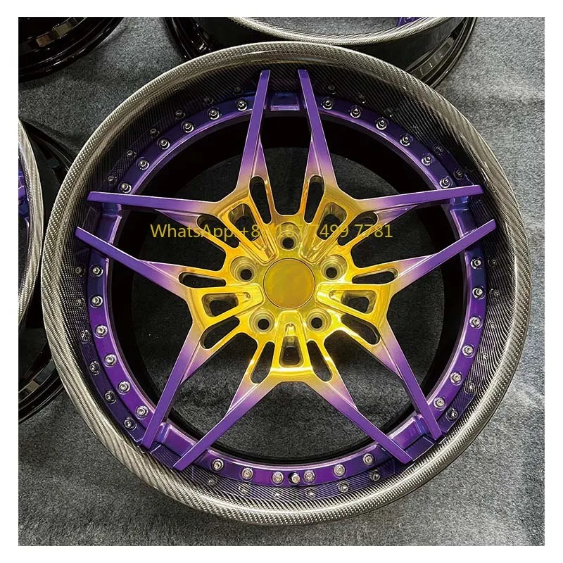 

Custom Gold Purple 18 19 20 21 22 24 Inch Custom 2- Piece Custom Carbon Fiber Wheels for . 5x112 Sport Passenger Car Wheels