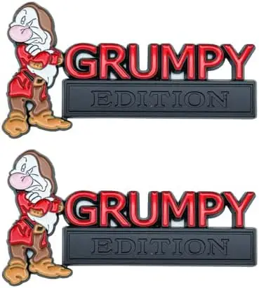 

2pcs Grumpy Edition 3D Metal Badge - Red Pair Set for Vehicle, Truck, SUV Door Decor