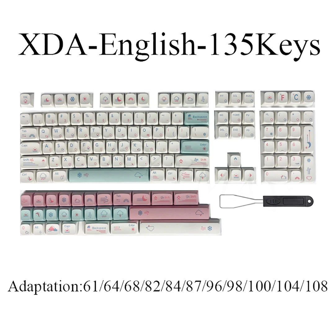 Cute Weather Keycaps PBT DYE-SUB XDA Profile 135Keys GMK Clong Double Shot suitable for MX Switch Mechanical Custom Keyboard 