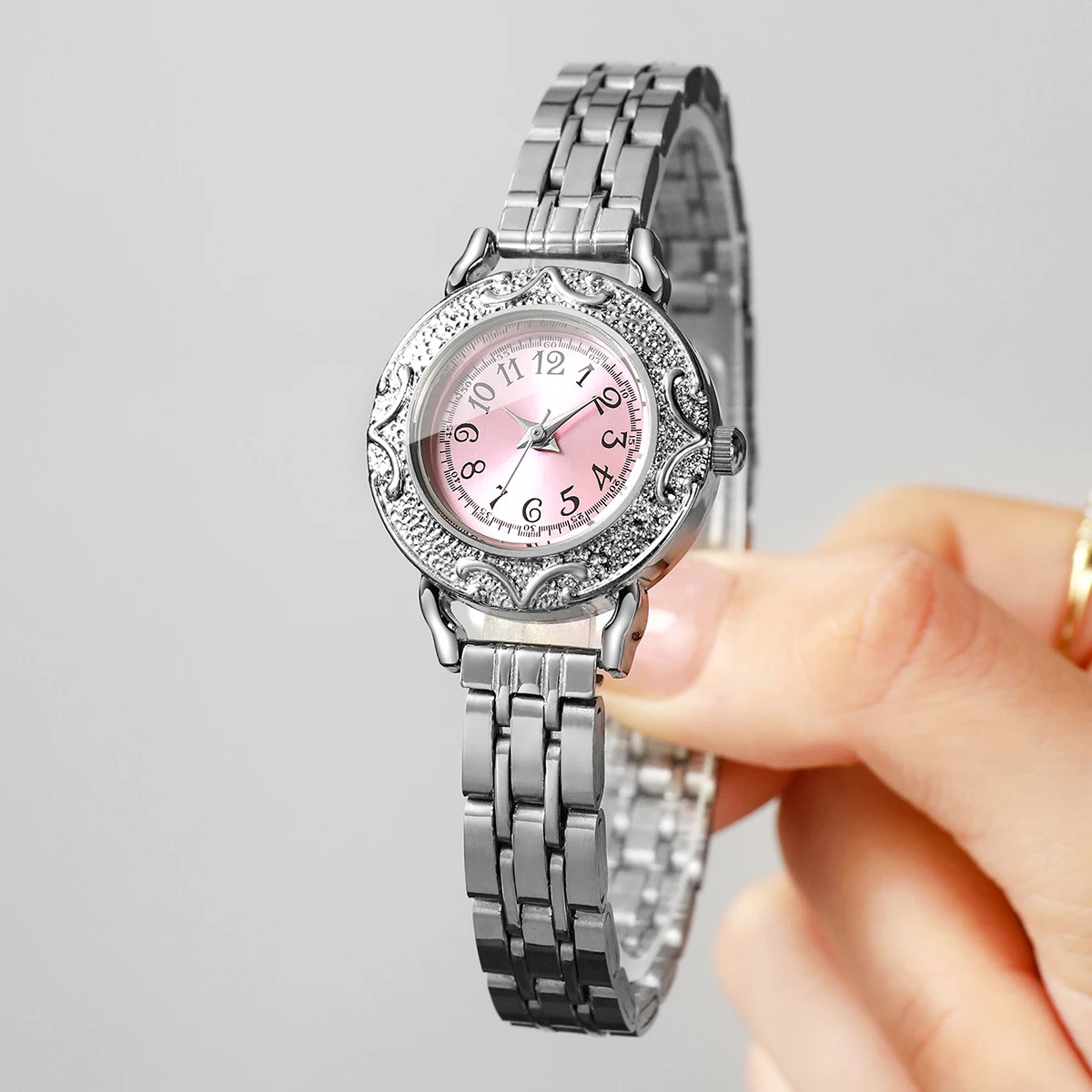 นาฬิกาข้อมือผู้หญิงหน้าปัดสีชม - Jewelry Watches Silver บทวิจารณ์และราคา