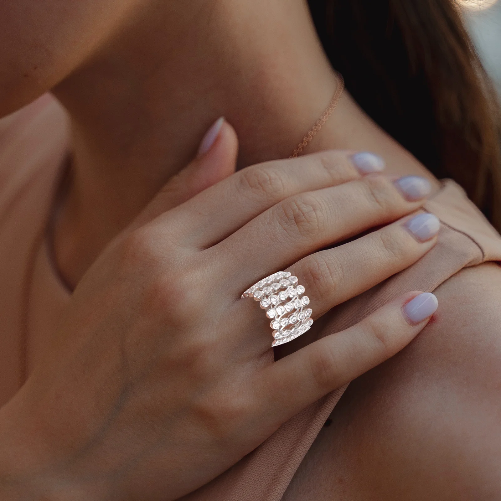 

1pc 2 In 1 Transformable Ring Bracelet Stretchy Adjustable Silver Rhinestone Finger Jewelry For Party Daily Wear Knuckle Ring