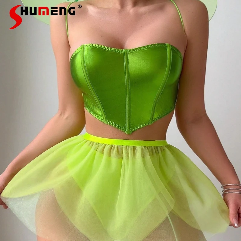 

Сексуальный топ-труба, короткая мини-юбка, наряды для ночного клуба, женский однотонный костюм для выступлений, женское летнее нижнее белье, пижамный комплект