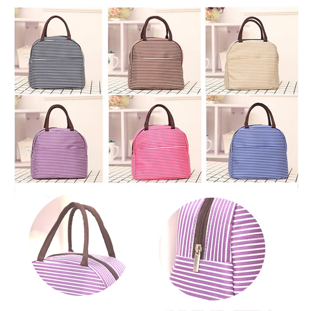 

Insulated Lunch Bag Cooler Pearl Cotton Foil Container Beige Portable Dual Handles Zippered Travel Shopping