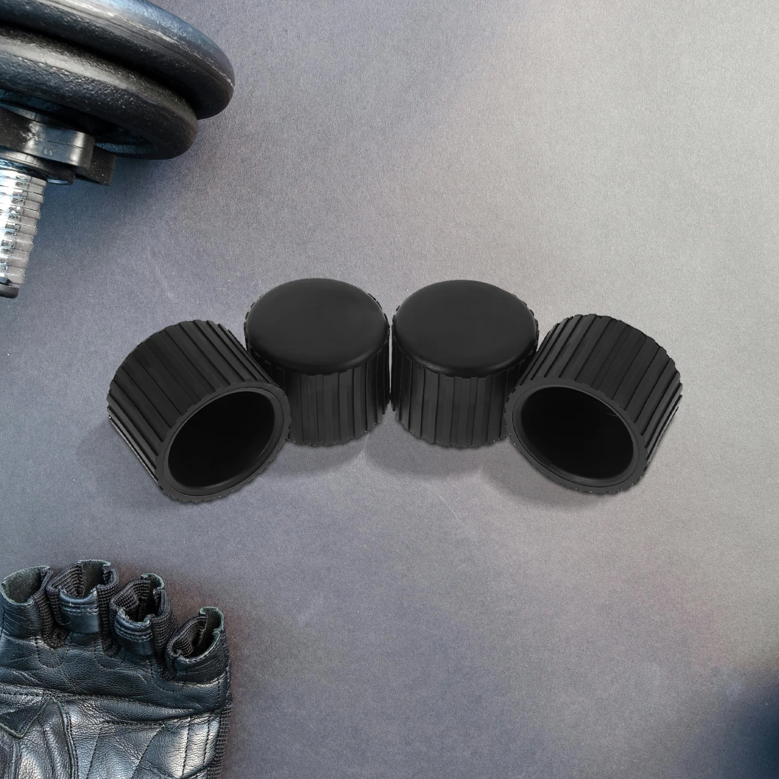 

4Pcs Fitness Equipment Outer Round Rubber Feet Covers Non Slip Thick Floor Protectors for Hardwood Tiles Carpets Gym Machine