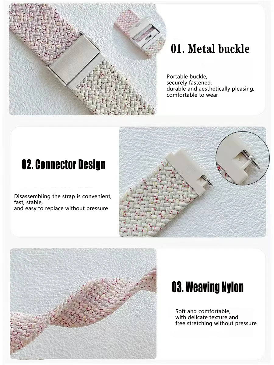 Correa de nailon trenzado de 18mm y 22mm para Huawei Watch GT5, pulsera de repuesto para reloj inteligente de 46mm, correa de reloj para Huawei GT5 de 41mm