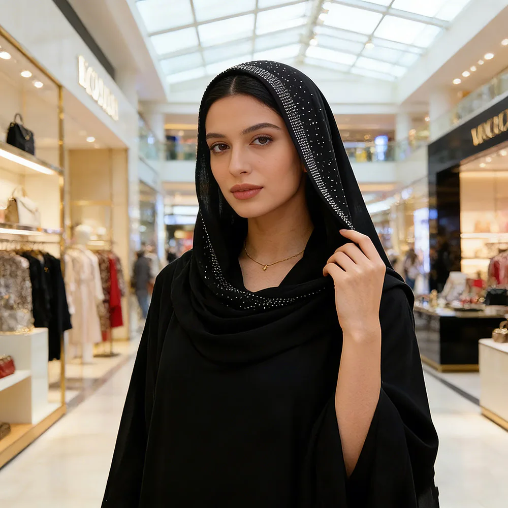 

26color New Chiffon Long Headscarf,Solid Color With Rhinestones,Islam Ethnic Style Headscarf,Muslim Fashion Hijabs,70x170cm