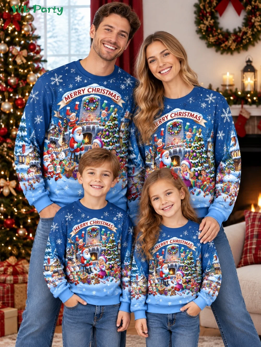 2026 Christmas Family Matching Sweatshirt Parent-Child Elk Santa Claus Print Fashion Adult Kids Long Sleeve Sweatshirts Clothing