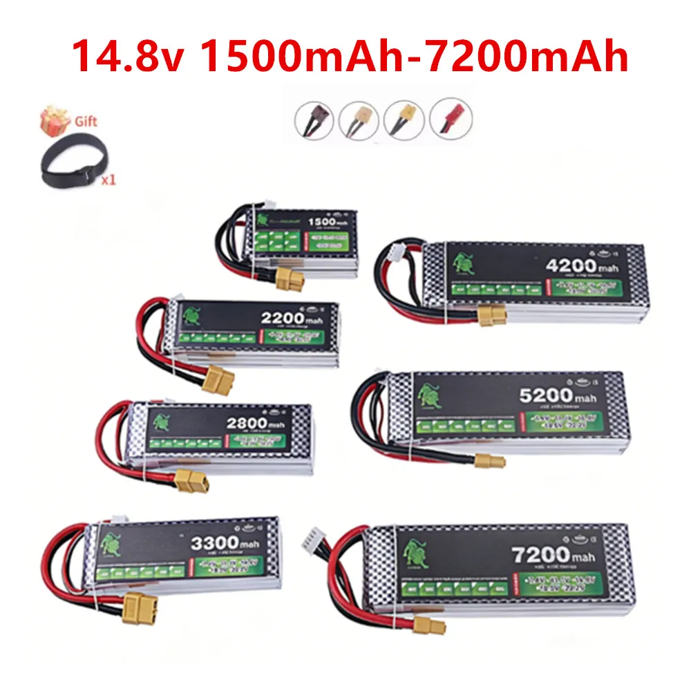 RC LiPo аккумулятор 4S 1500мАч 2200мАч 3000мАч 3300мАч 4200мАч 6000мАч 7200мАч 14.8В для гоночных самолетов, вертолетов и радиоуправляемых моделей