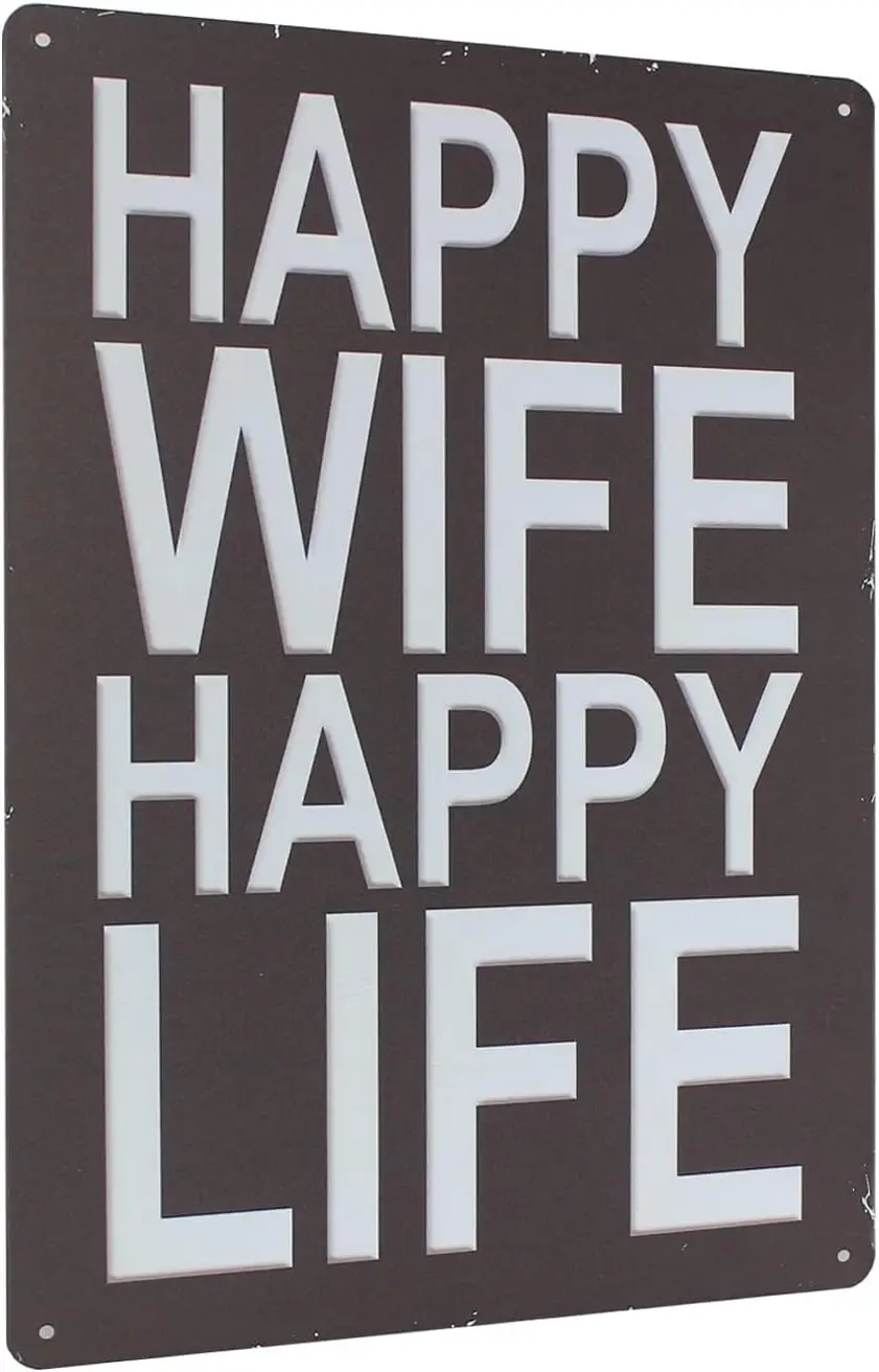 Happy Wife Happy Life Sign Home Decorative Wall Art,Funny Marriage Gifts,Funny Housewarming Gifts Size 8X12 inches sign
