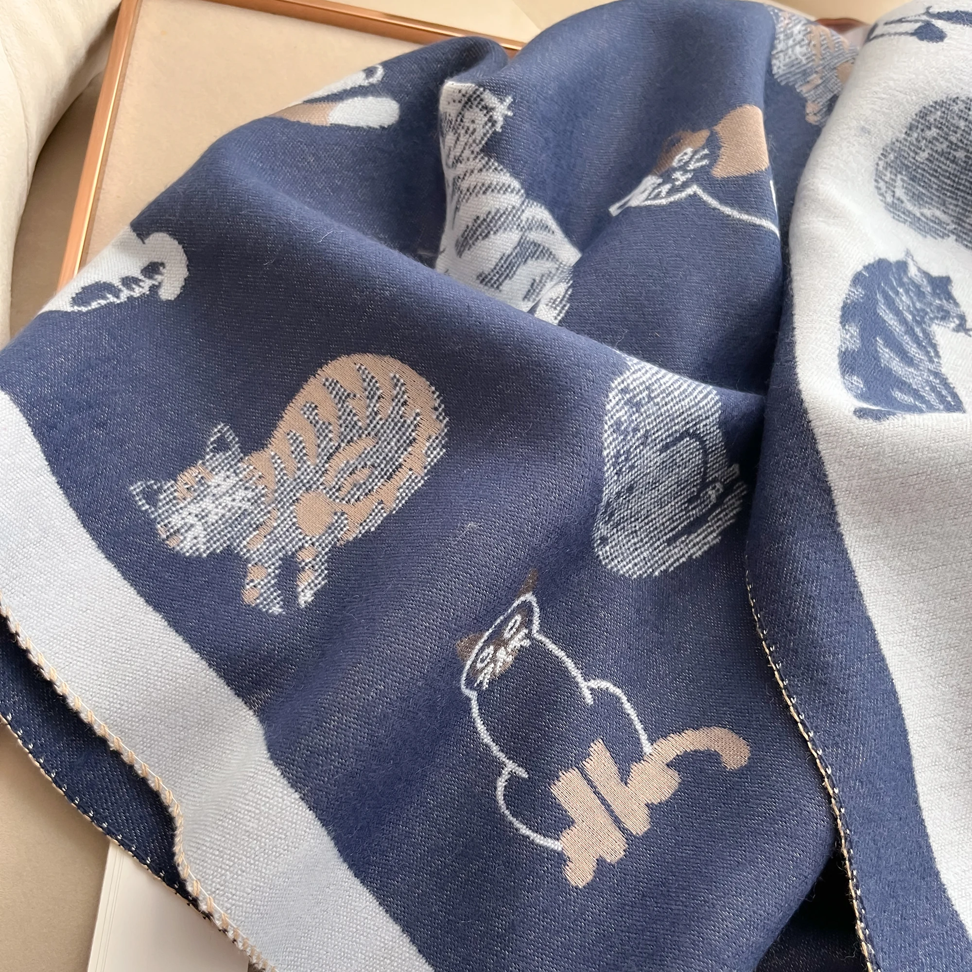 Frauen Neueste Tier Jacquard Katze Schal Imitation Kaschmir Weiche Warme Fransen Schal Herbst Winter Kältebeständig Winddicht Decke 2025 – Detail 23
