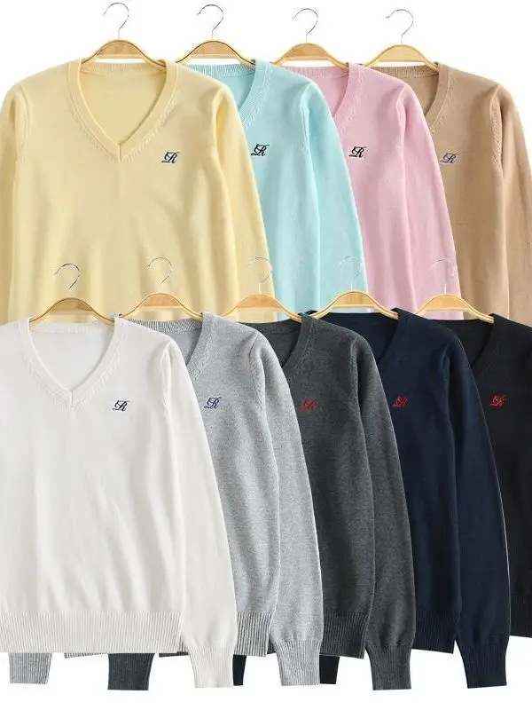 

Water Jin Zhong Original JK Sweater Set V-Ne Overhead Embroidered Long Sve Knitted Autumn Winter School orm Feel INS...