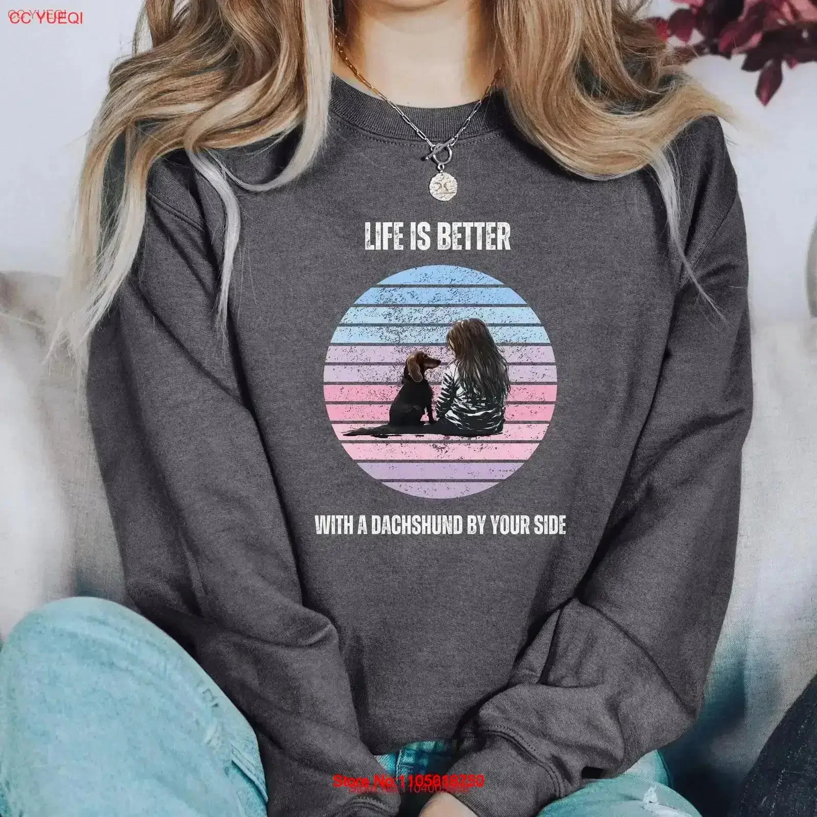 Cute Dachshund SweaT T Shirt Doxie Owner Funny Wiener Sausage Dog Mama For Lover Pet Crewneck vintage Washed homme streetwear