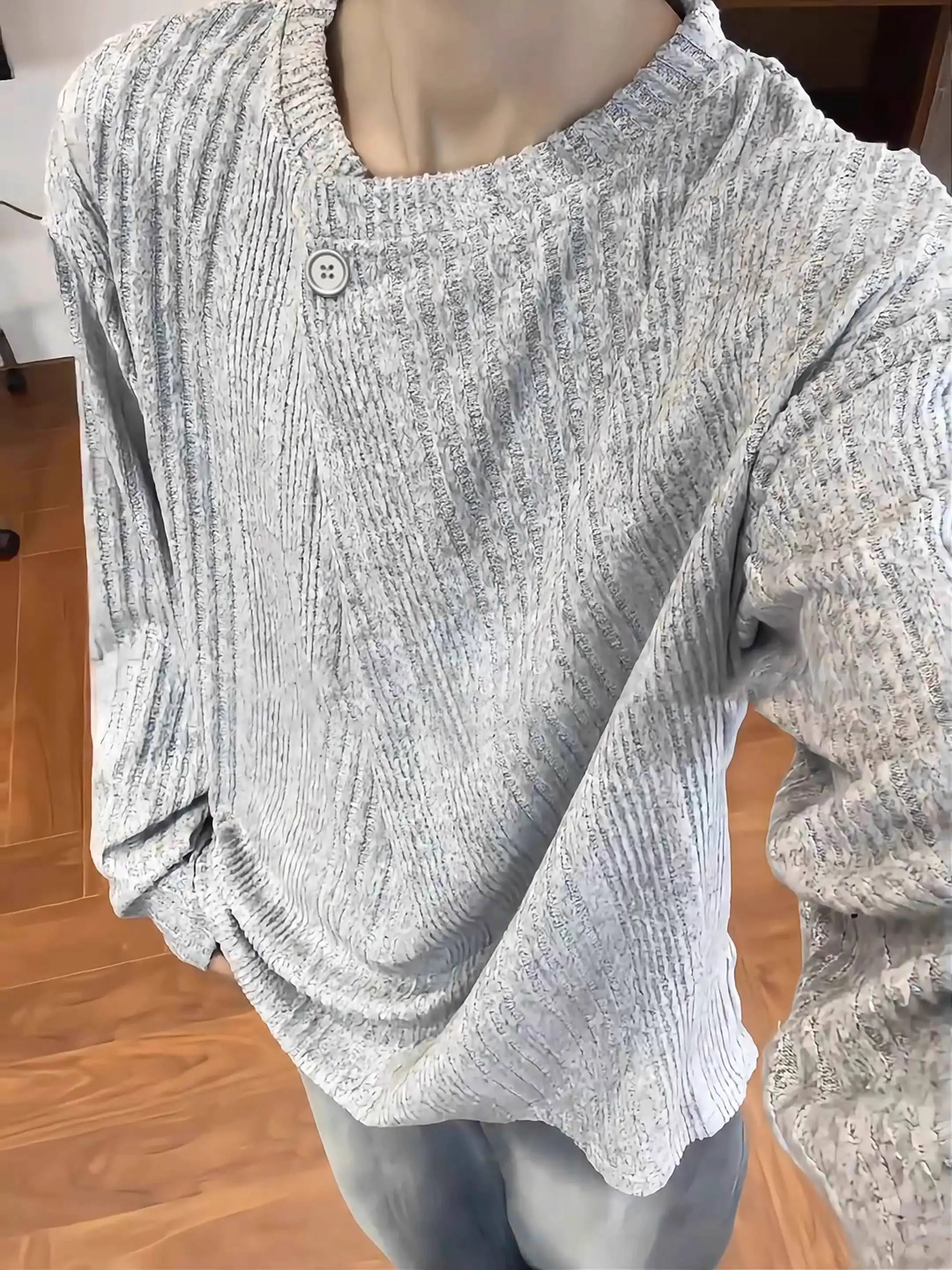

Men's Sweater Autumn Aesthetic Knit Sweatshirt Clean Fit Long Sleeve T Shirt Design Centric Base Layer Top