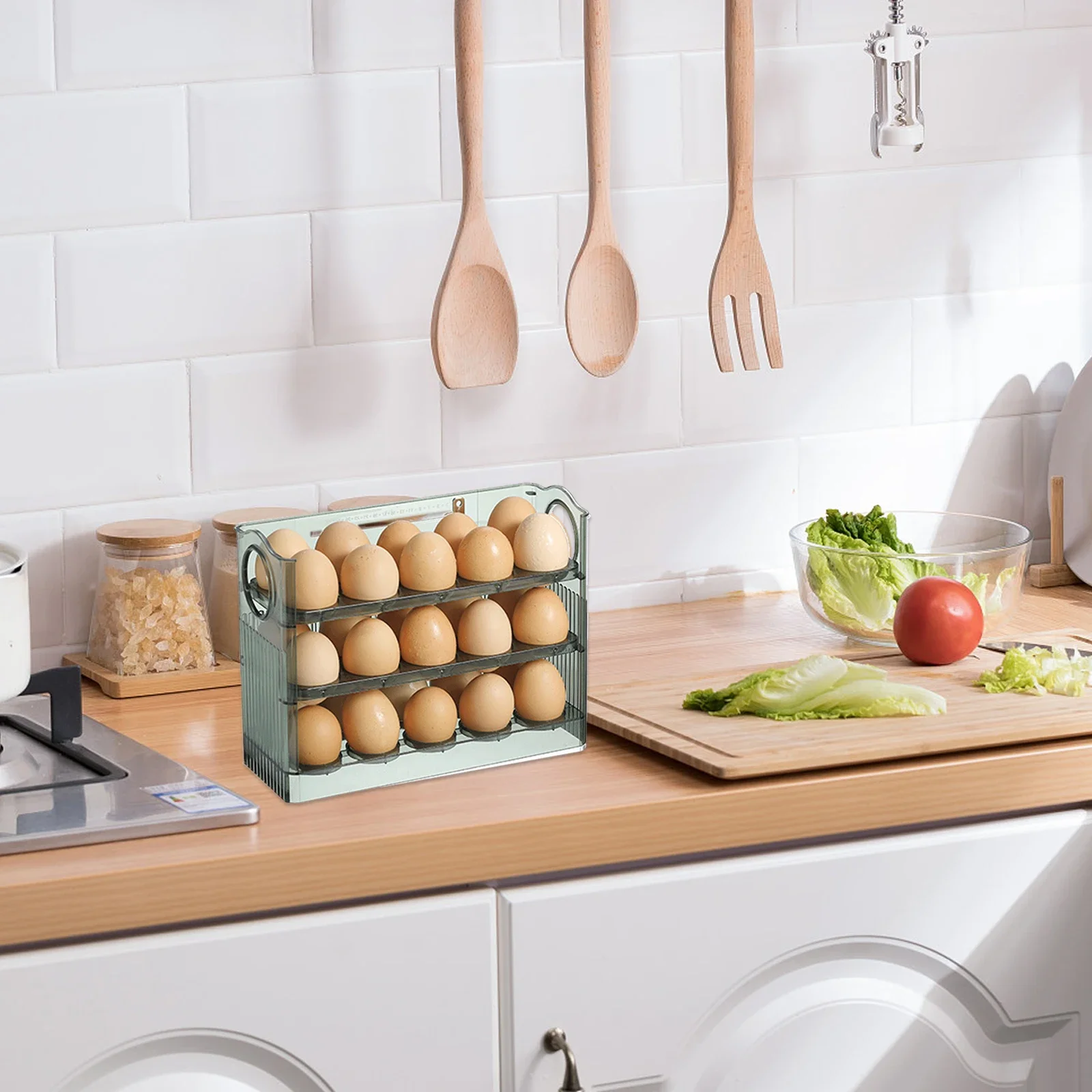 1 Stück Neue Hochkapazitäts-Mehrschichtige Eieraufbewahrungsbox Kühlschrank-Seitentür-Eierhalter Platzsparende Küchen-Spezialaufbewahrung Eierablage – Detail 5