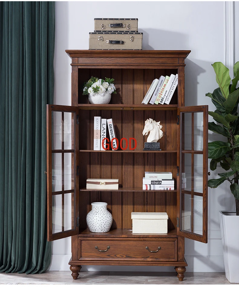 Libreria in legno massello armadietto per librerie a doppia porta in frassino