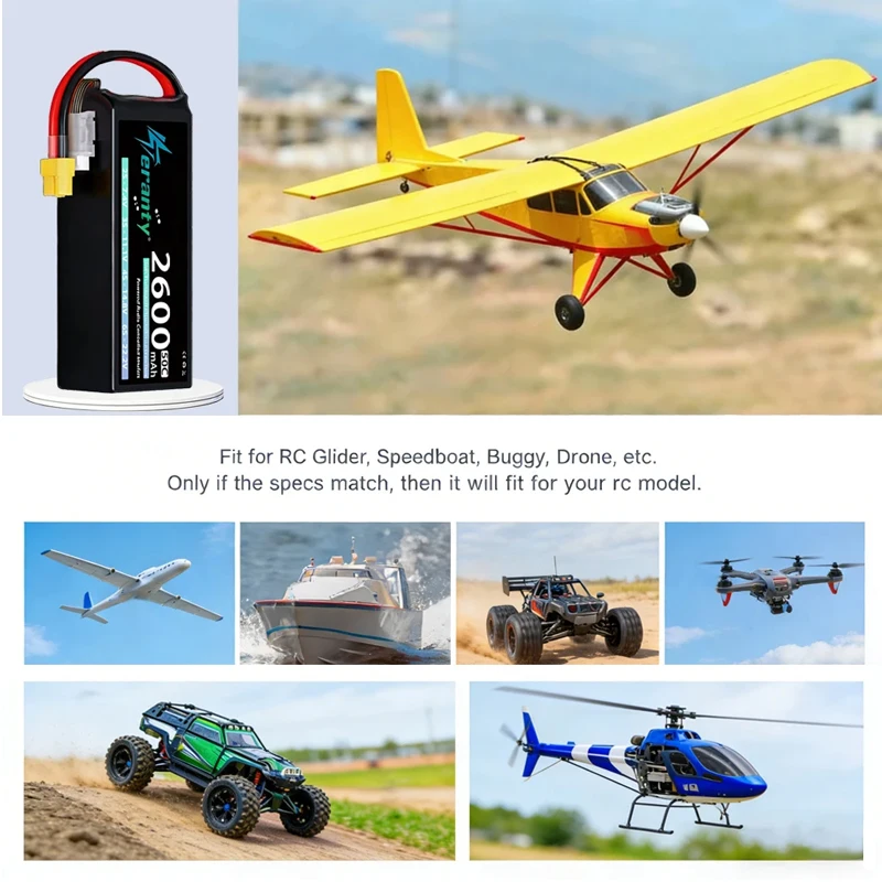 1/2 szt. Teranty 4S 2600mAh 14.8V 50C/100C Akumulator Lipo Softcase z wtyczką T XT60 do samochodów RC, łodzi, dronów RC FPV, helikopterów, ciężarówek — zdjęcie produktu 5