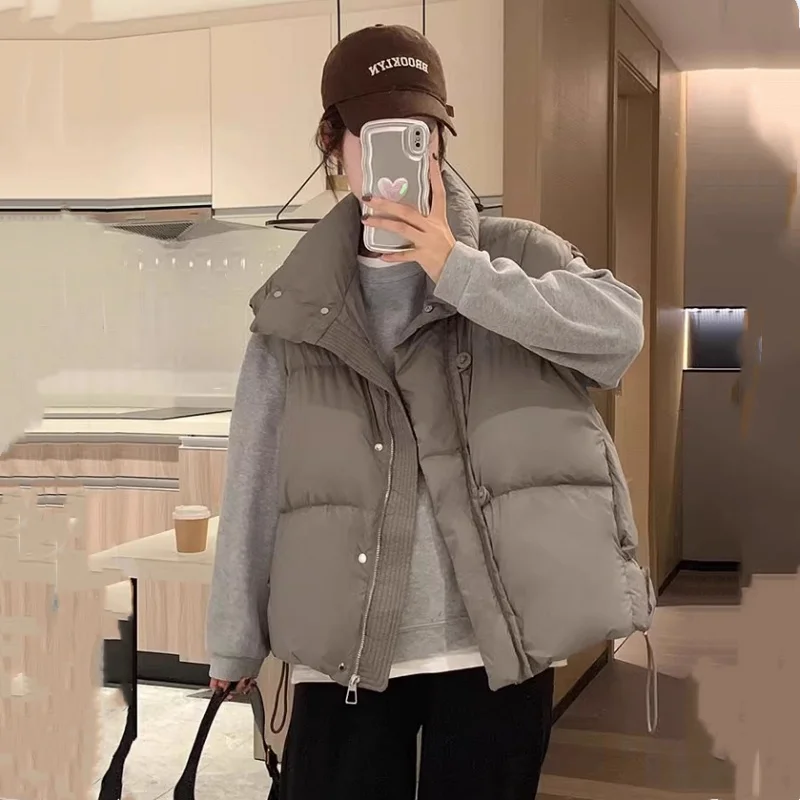 Sli Gilet in cotone da donna 2025 Autunno Inverno New Faion Capispalla Design Trendy oulder Pad Jaet Cappotto Cerniera Sle