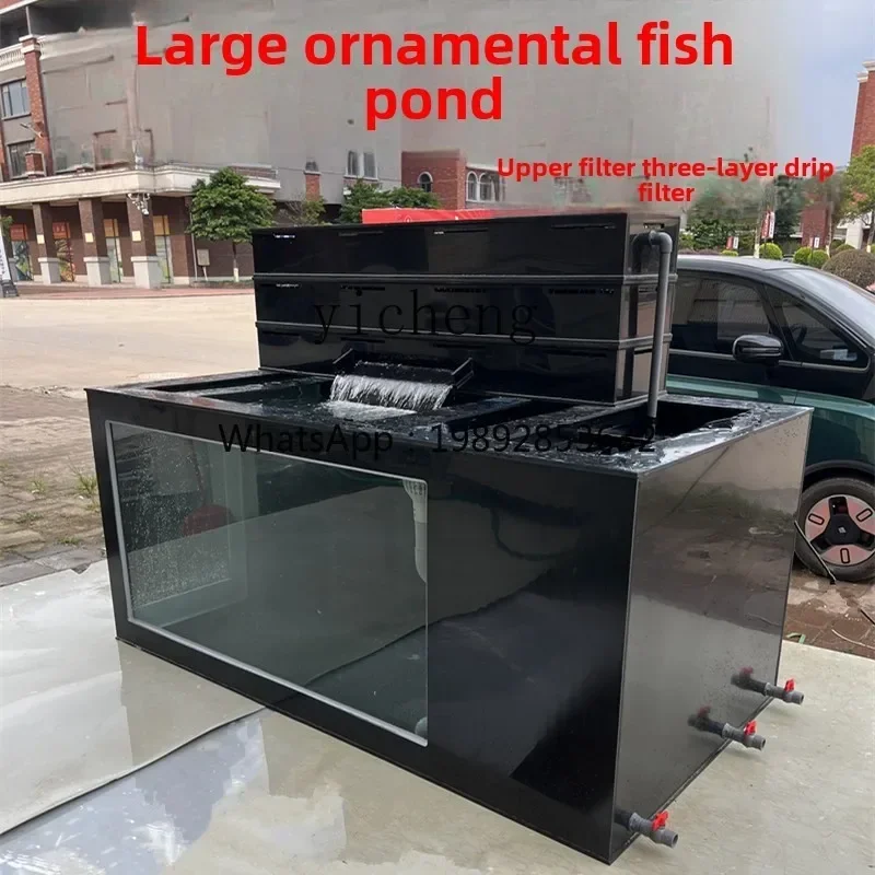 

X5-20 large koi fish pond ultra-white glass ornamental floor fish tank side filter drop filter box PP plastic thickened fish box