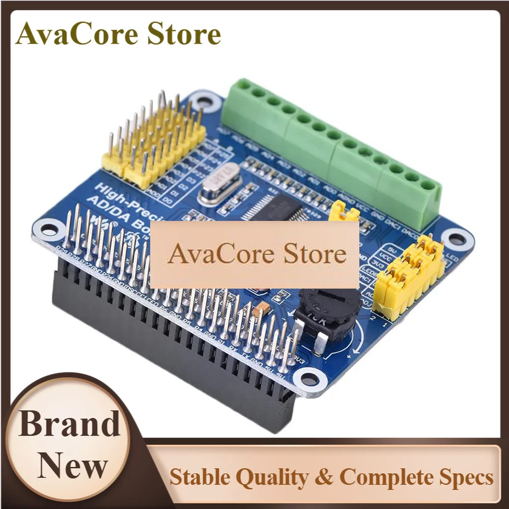 AvaCoreHigh-Precision ADC DAC Analog-to-Digital Converter HAT For RasPi RPI Raspberry Pi Zero 3 Model B 4 5 Board Projects Acces